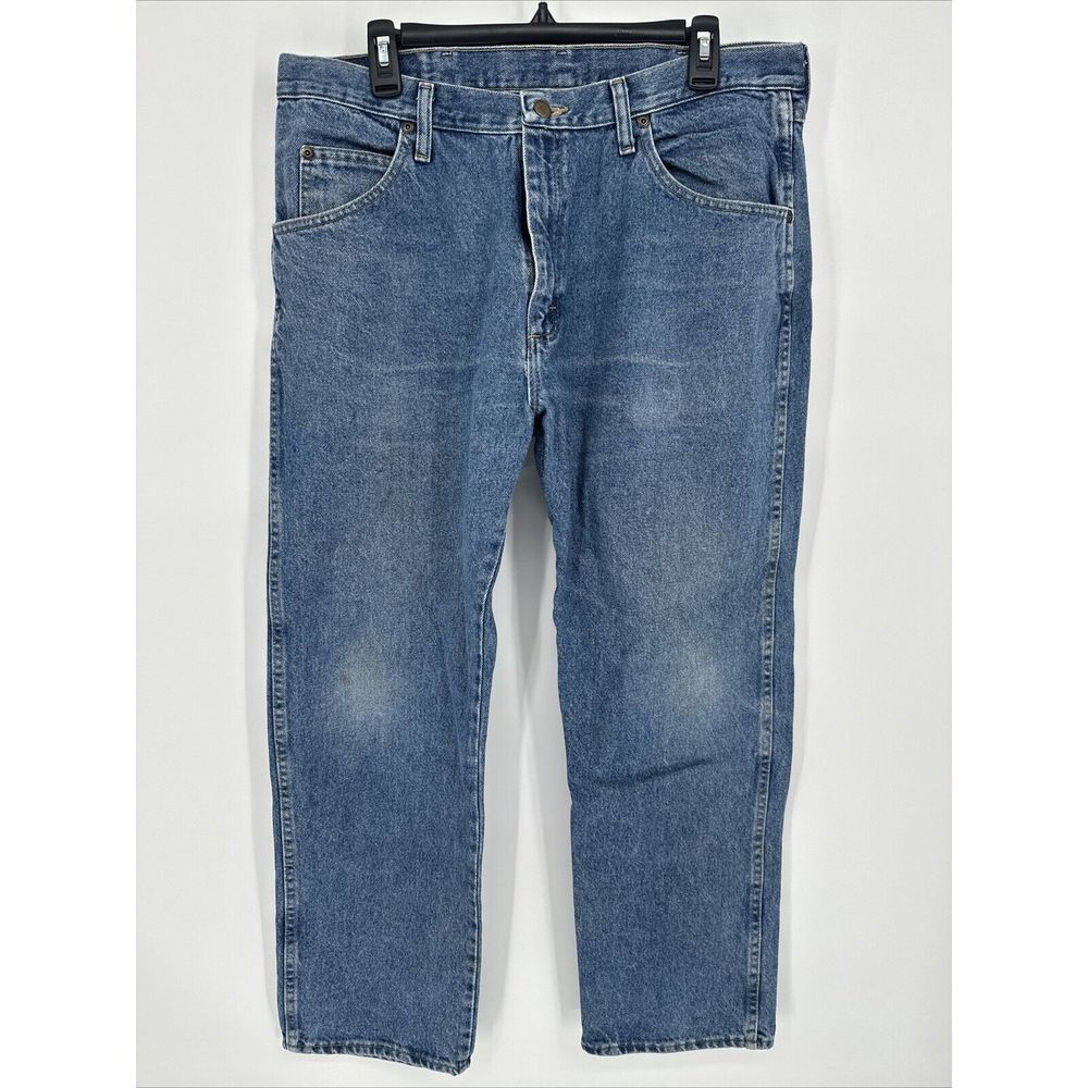 Wrangler 96501DS Denim Jeans Men 36x29 Regular Fit Denim Light Blue Faded